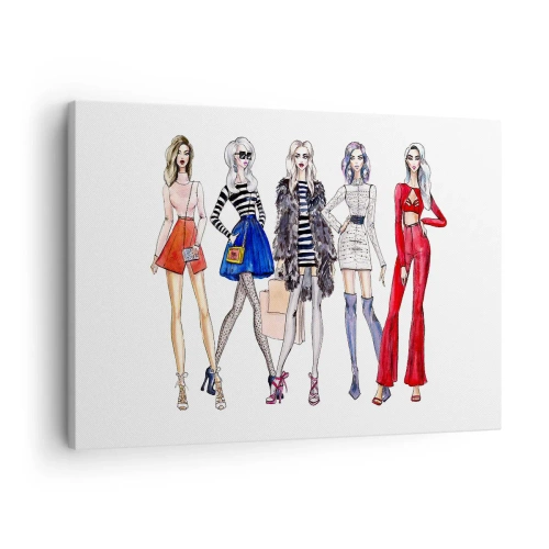 Bild auf Leinwand - Leinwandbild - Stilvolle Illustrationen von Modesilhouetten - 70x50cm - Jede Woche Fashion Week - Moderne Wanddekoration für Wohnzimmer und Schlafzimmer ARTTOR