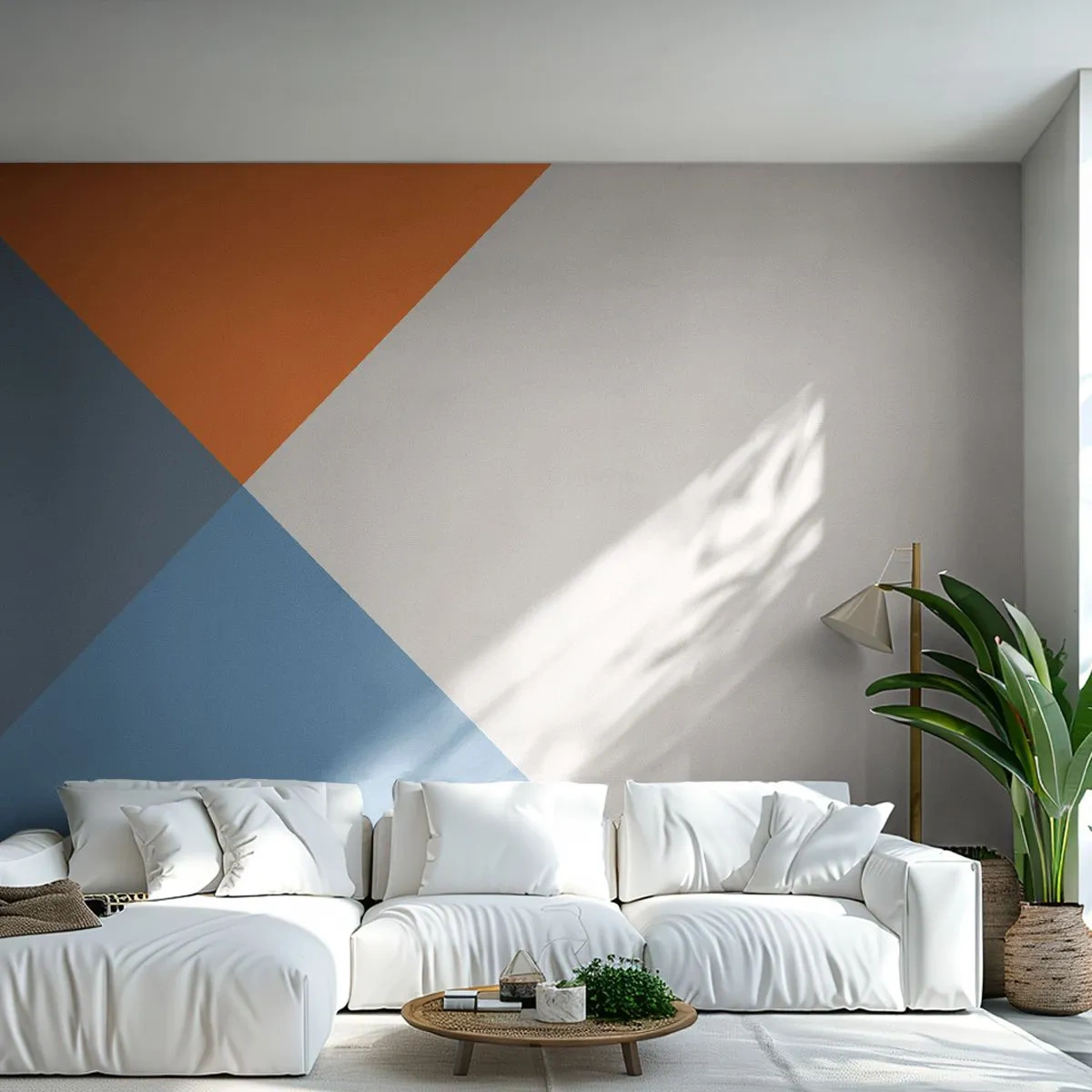 Fototapete Premium Sand - Abstrakte geometrische Formen in gedeckten Farben - 100x70cm - In einem Winkel… - Moderne Wanddekoration für Wohnzimmer und Schlafzimmer ARTTOR