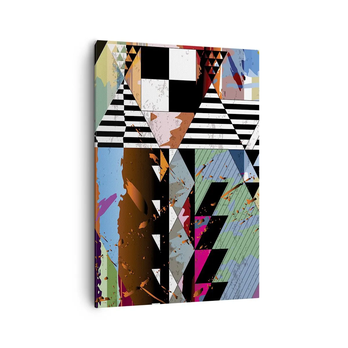 Bild auf Leinwand - Leinwandbild - Abstrakte geometrische Komposition mit lebendigen Farben - 70x100cm - Geometrisch und organisch - Moderne Wanddekoration für Wohnzimmer und Schlafzimmer ARTTOR
