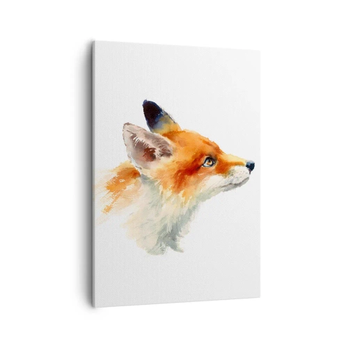 Bild auf Leinwand - Leinwandbild - Rotfuchs im Aquarellstil auf weißem Hintergrund - 50x70cm - Man kann nie vorsichtig genug sein - Moderne Wanddekoration für Wohnzimmer und Schlafzimmer ARTTOR