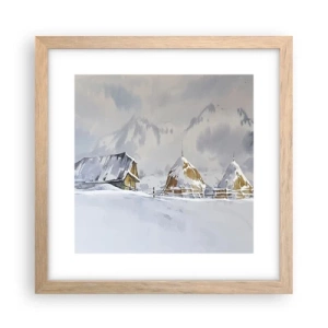 Poster in einem Rahmen aus heller Eiche - In einem verschneiten Talkessel - 30x30 cm