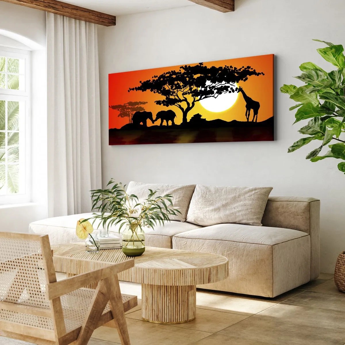 Bild auf Leinwand - Leinwandbild - Treffen in der Savanne - 100x40 cm