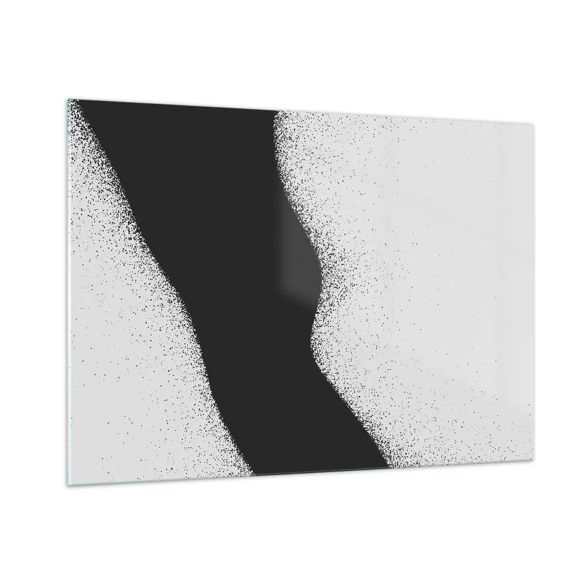 Glasbild - Bild auf glas - Minimalistische Schwarz-Weiß-Abstraktion mit einem Punktverlauf - 100x70cm - Flüssiges Gleichgewicht - Moderne Wanddekoration für Wohnzimmer und Schlafzimmer ARTTOR
