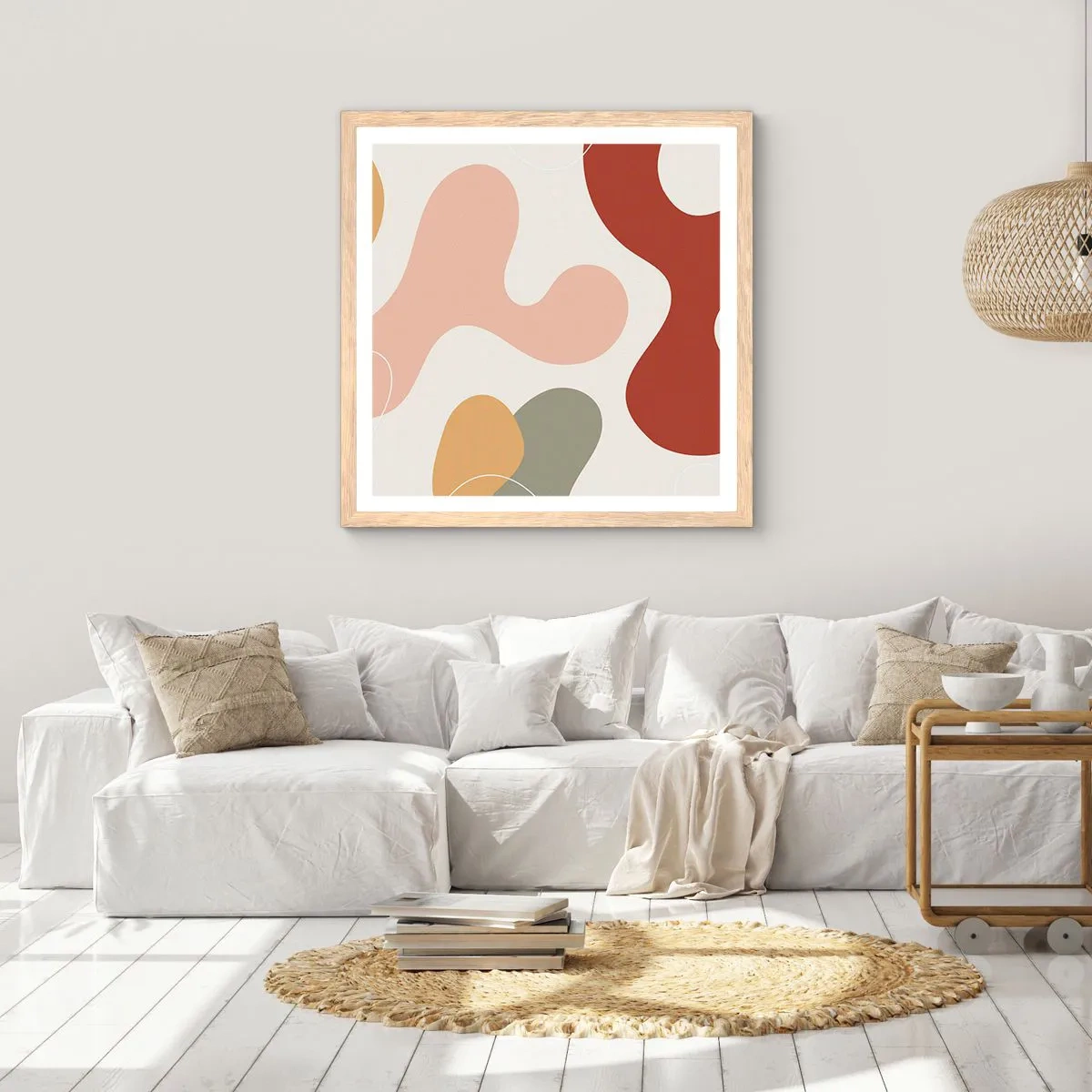 Poster in einem Rahmen aus heller Eiche - Kringel oder Schnörkel? - 60x60 cm