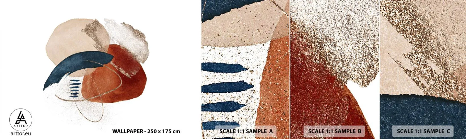 Fototapeten Muster Selbstklebend Deluxe Sticker - Ovale Komposition - Abstraktion, Stück, Modernes Muster - 100x30 cm