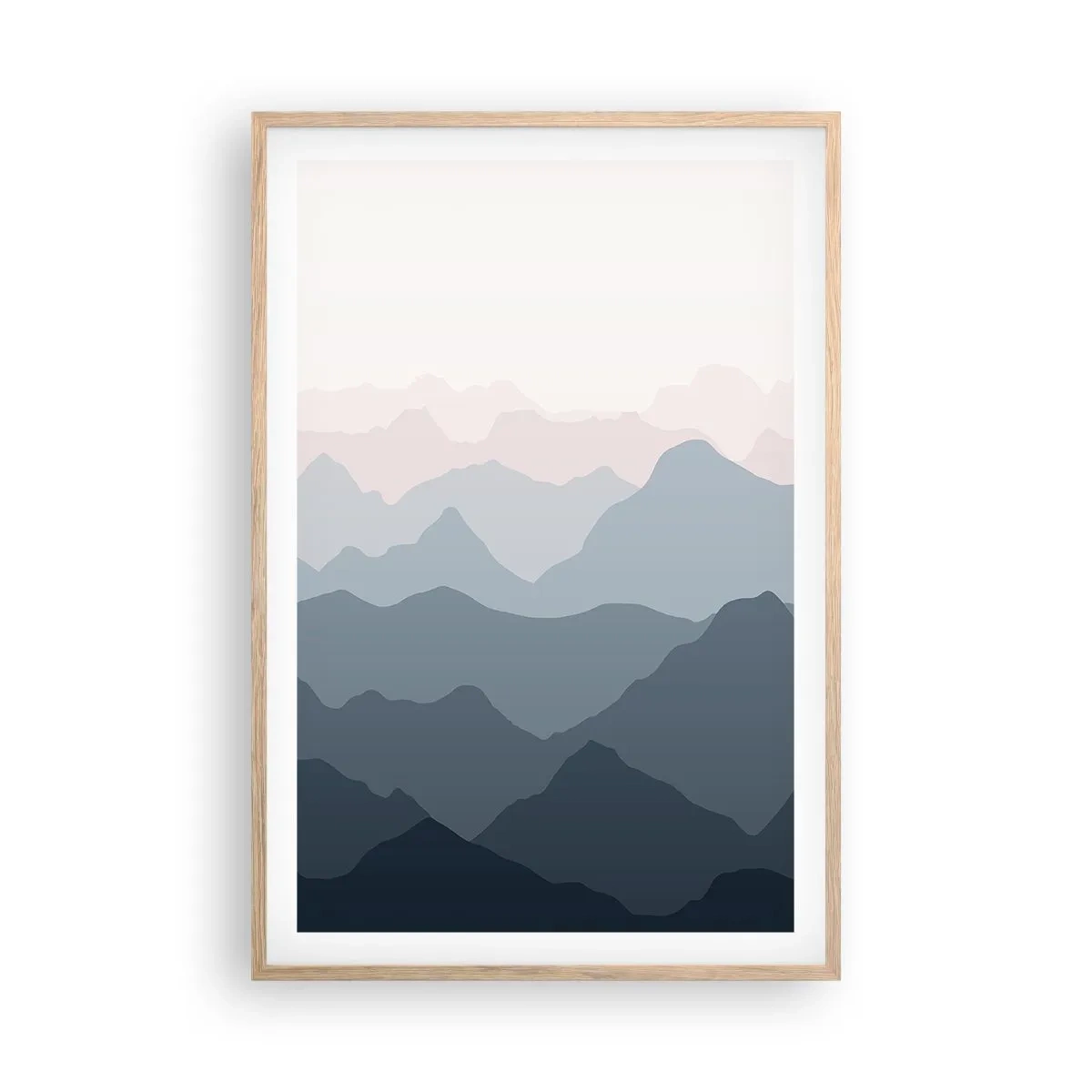 Poster in einem Rahmen aus heller Eiche - Wellen der Berge - 61x91 cm
