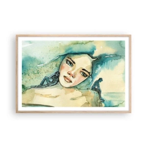 Poster in einem Rahmen aus heller Eiche - Bin ich blau? - 91x61 cm