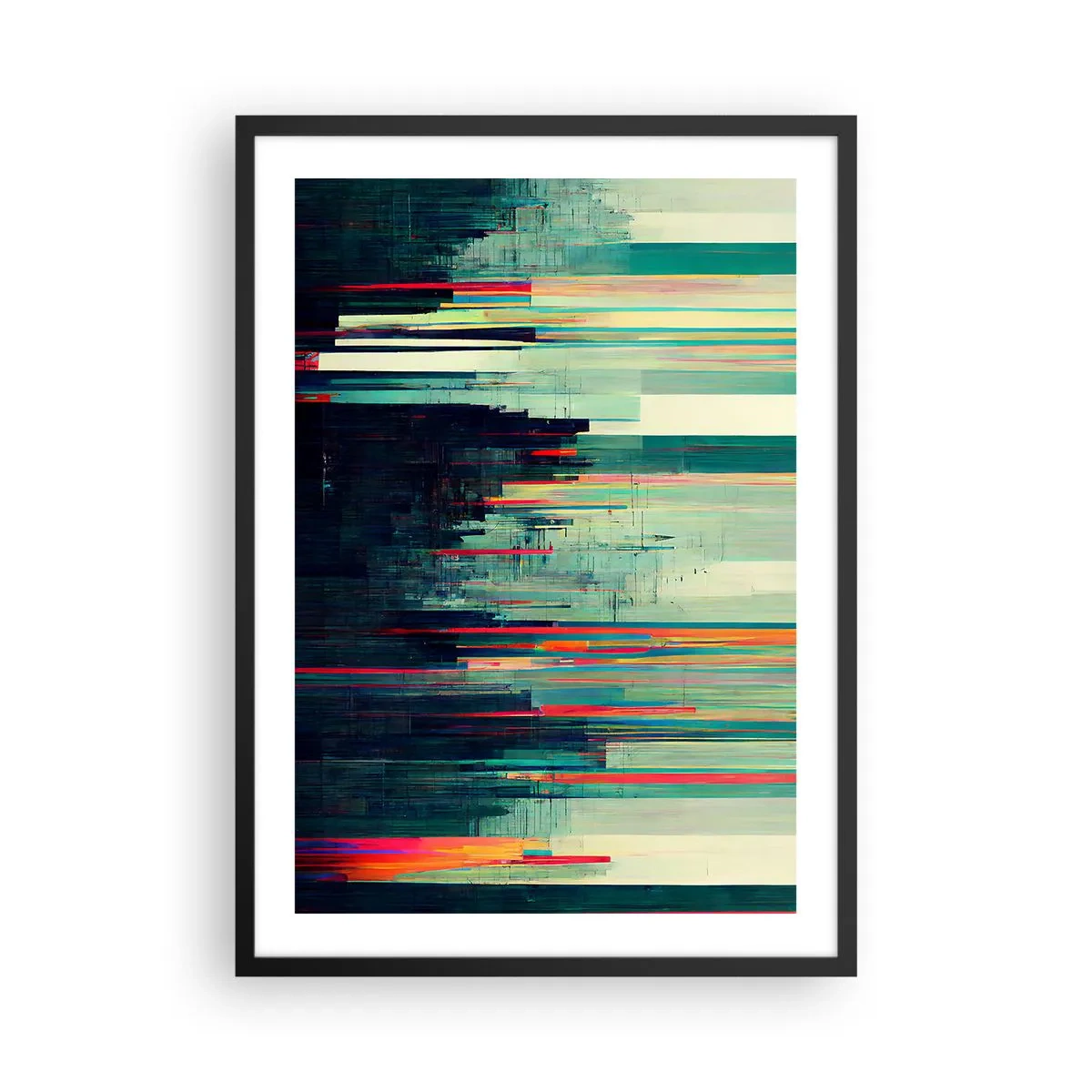 Poster in einem schwarzem Rahmen - Moderne Abstraktion mit geometrischen Linien - 50x70cm - Futuristische Stadt - Moderne Wanddekoration für Wohnzimmer und Schlafzimmer ARTTOR