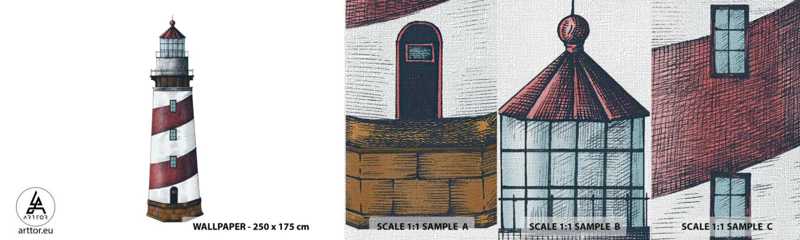 Fototapeten Muster Premium Canvas - Immer auf der Hut - Leuchtturm, Nautisch, Strand - 100x30 cm