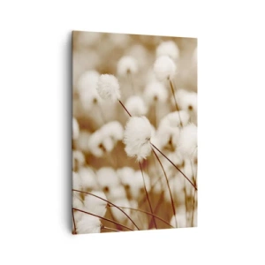 Bild auf Leinwand - Leinwandbild - Ein Feld mit zarten Pflanzen in Sepiatönen - 70x100cm - Flauschiges Kornfeld - Moderne Wanddekoration für Wohnzimmer und Schlafzimmer ARTTOR