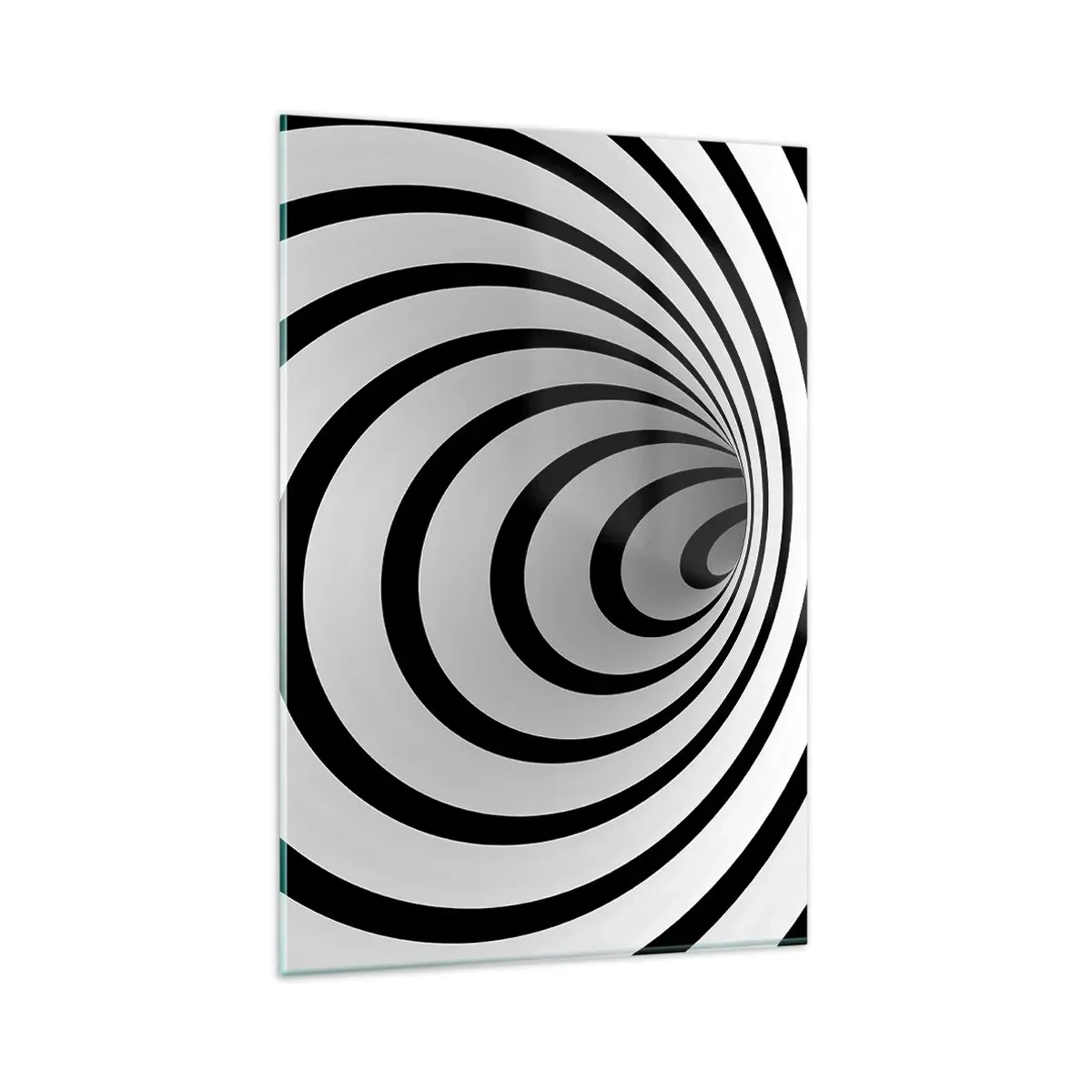 Glasbild - Bild auf glas - Eine schwarz-weiße Spirale mit hypnotischer Wirkung - 80x120cm - Sie können dem auch nicht widerstehen? - Moderne Wanddekoration für Wohnzimmer und Schlafzimmer ARTTOR