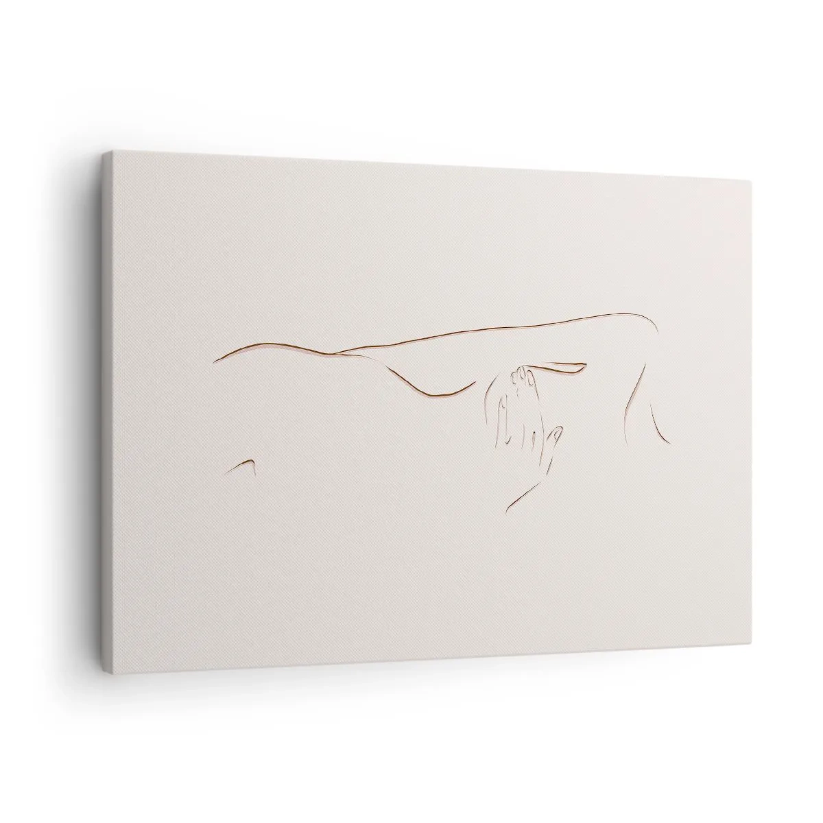 Bild auf Leinwand - Leinwandbild - Eine subtile Strichzeichnung einer Silhouette vor einem hellen Hintergrund - 70x50cm - Die Form des Verlangens - Moderne Wanddekoration für Wohnzimmer und Schlafzimmer ARTTOR