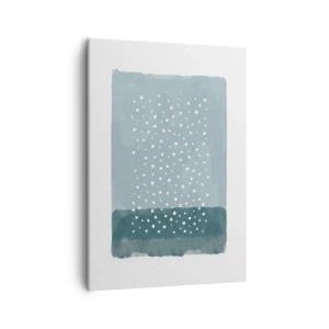 Bild auf Leinwand - Leinwandbild - Ein minimalistisches Gemälde in Blautönen mit Punkten - 50x70cm - Auf Blau gewachsen - Moderne Wanddekoration für Wohnzimmer und Schlafzimmer ARTTOR