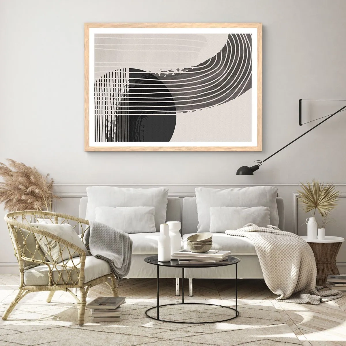 Poster in einem Rahmen aus heller Eiche - Hin und zurück - 91x61 cm