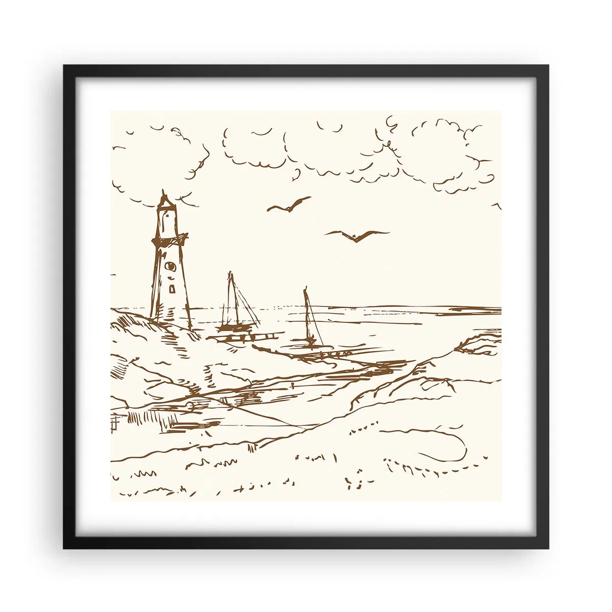 Poster in einem schwarzem Rahmen - Ein Überblick über die Erinnerungen an den Sommer - 50x50 cm