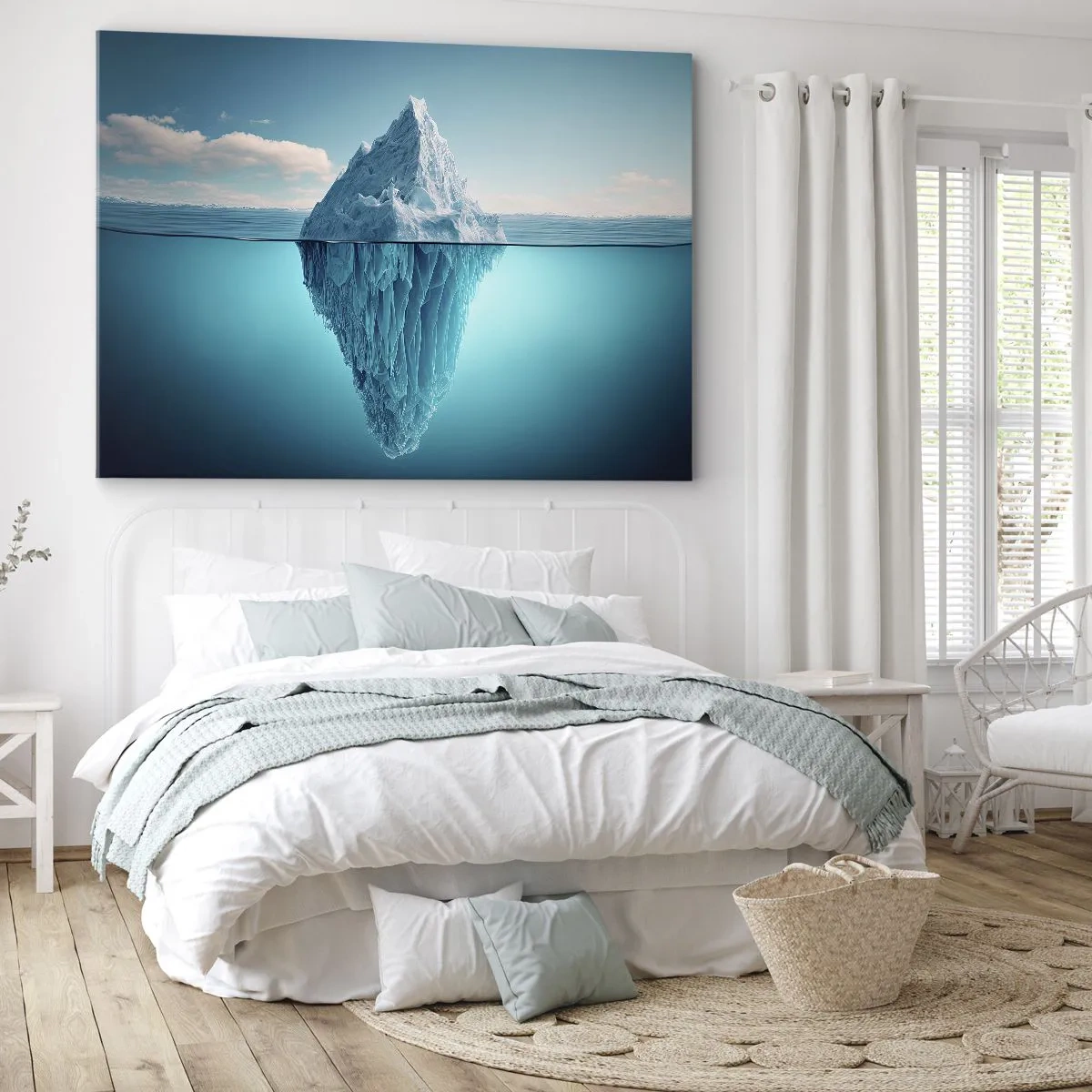 Bild auf Leinwand - Leinwandbild - Ein über und unter der Wasseroberfläche sichtbarer Eisberg - 120x80cm - Königin des Eises - Moderne Wanddekoration für Wohnzimmer und Schlafzimmer ARTTOR