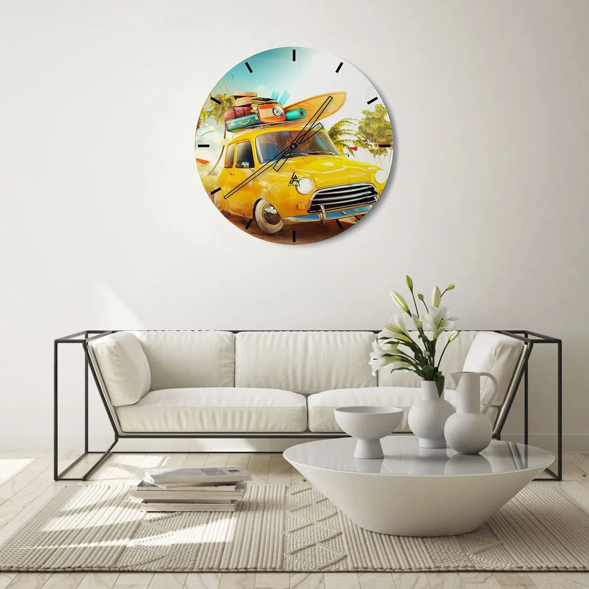 Wanduhr - Glasuhr - Eine Reise für mehr als ein Lächeln - 40x40 cm