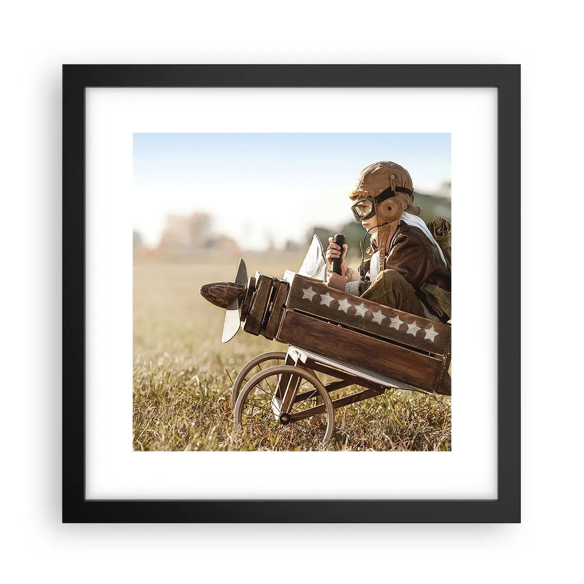 Poster in einem schwarzem Rahmen - Start in Richtung eines Traums - 30x30 cm