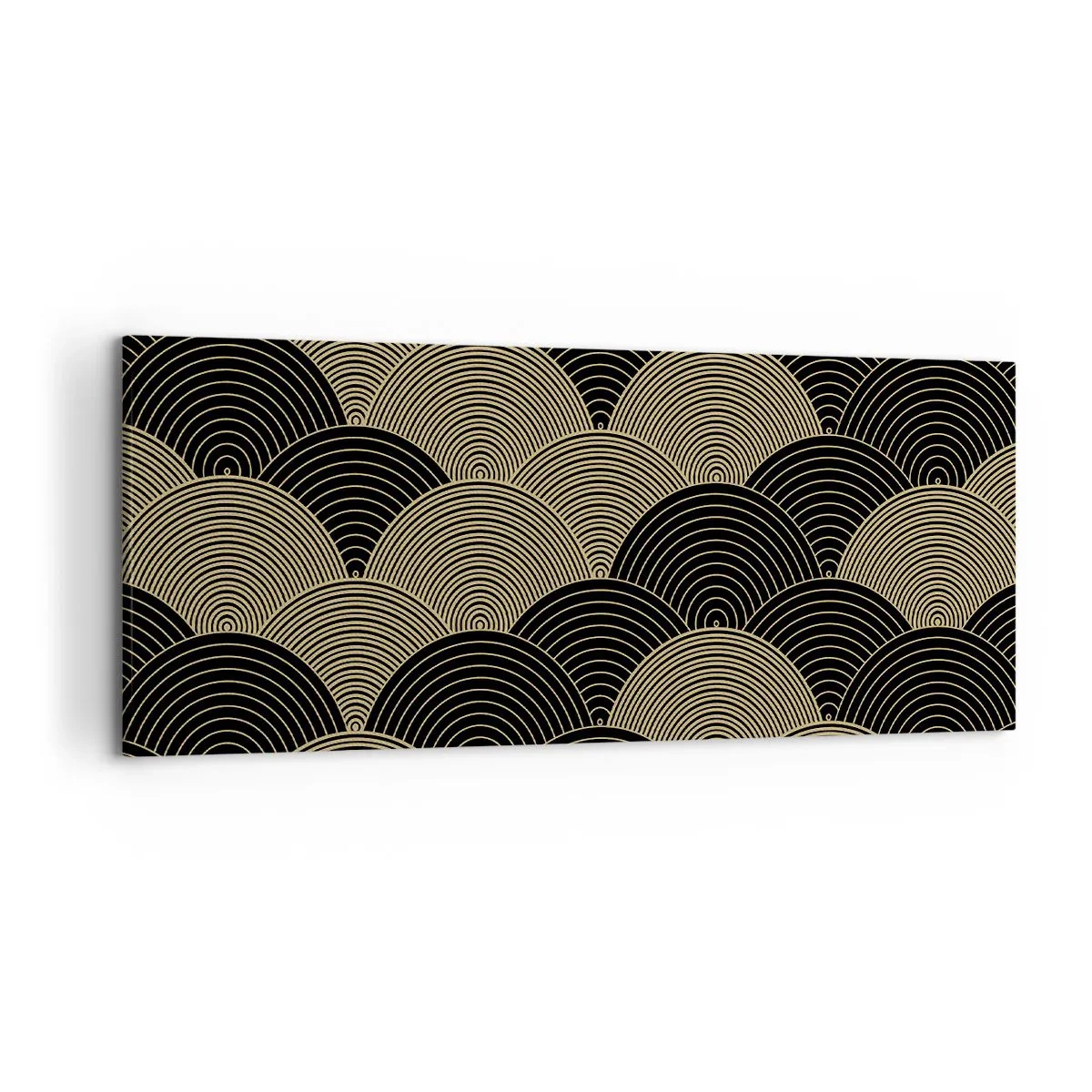 Bild auf Leinwand - Leinwandbild - Art-Deco-Muster mit Halbkreisen und goldenen Linien - 120x50cm - Einheit in der Vielfalt - Moderne Wanddekoration für Wohnzimmer und Schlafzimmer ARTTOR