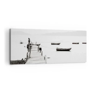 Bild auf Leinwand - Leinwandbild - Ruhig und sauber über dem Wasser - 100x40 cm