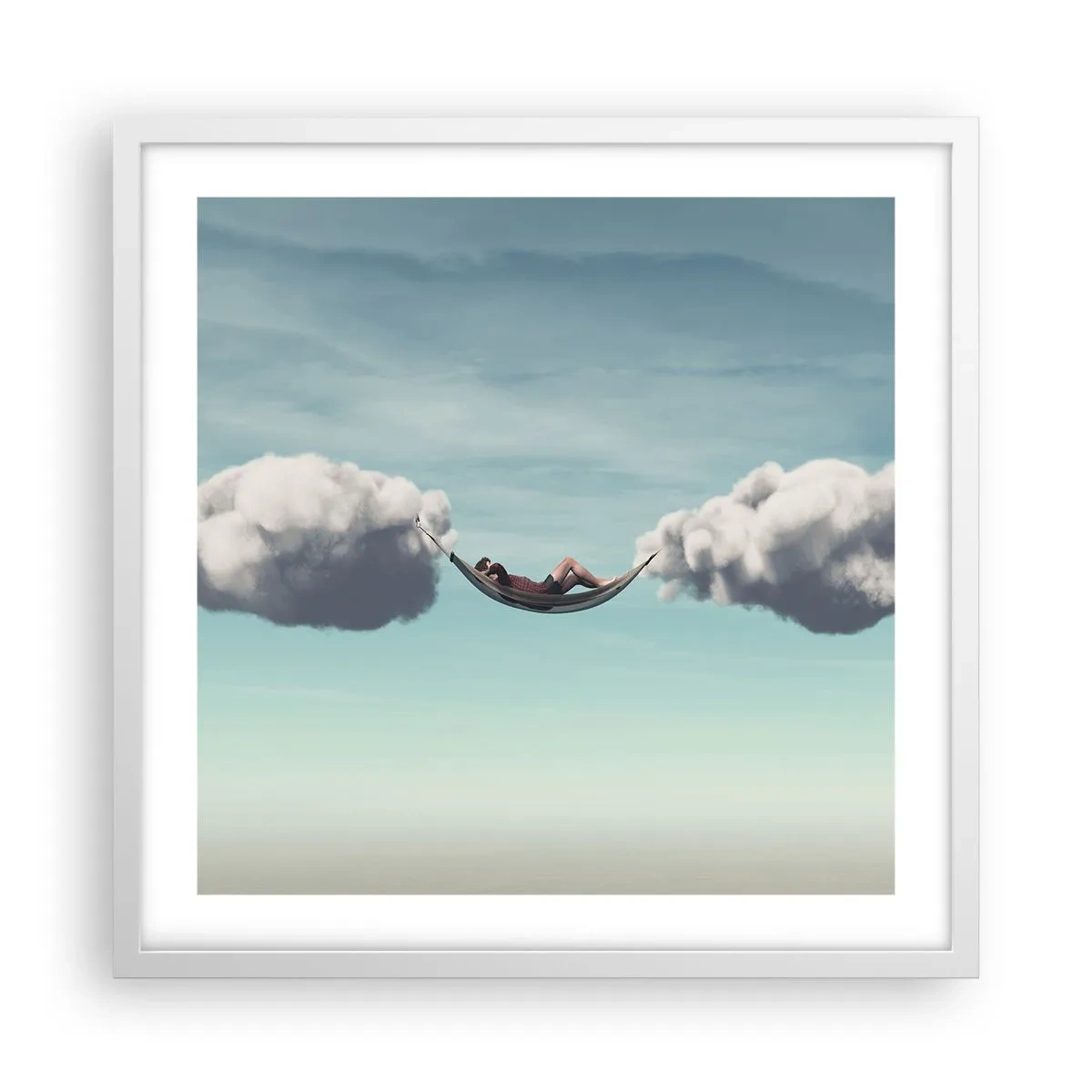 Poster in einem weißen Rahmen - Die Behaglichkeit des Augenblicks - 50x50 cm