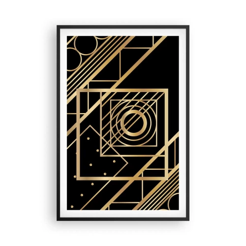 Poster in einem schwarzem Rahmen - Goldene Geometrie - 61x91 cm