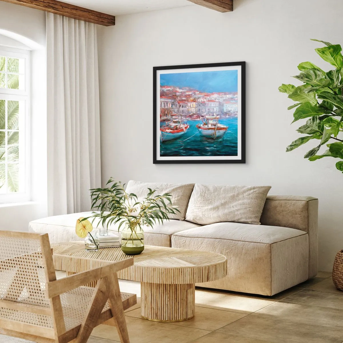 Poster in einem schwarzem Rahmen - Italienische Bucht - 30x30 cm