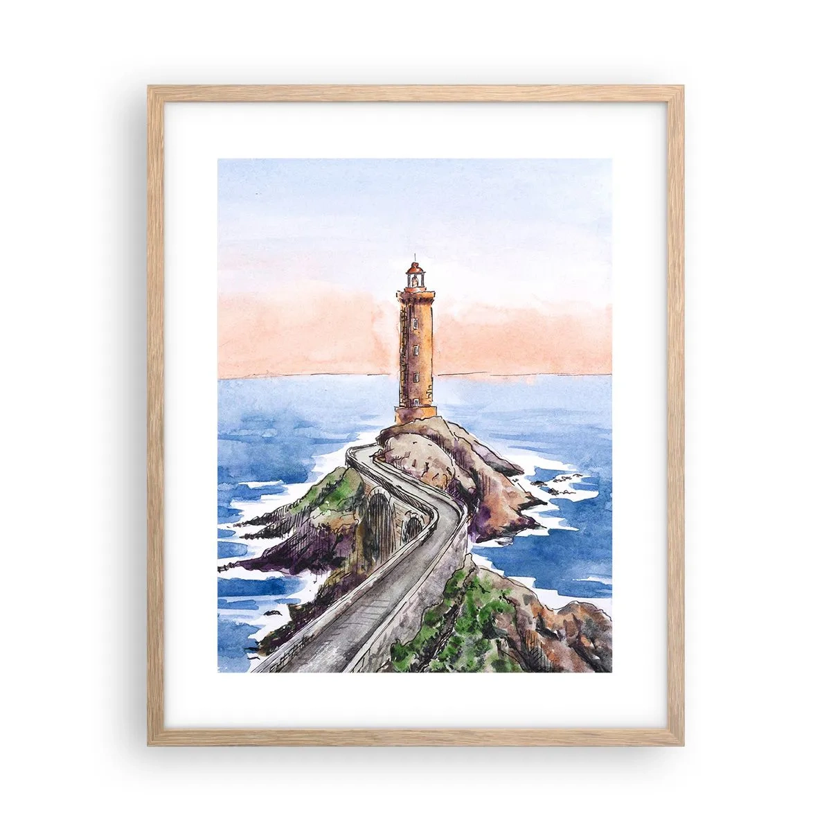 Poster in einem Rahmen aus heller Eiche - Dem Meer zugewandt - 40x50 cm