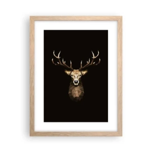 Poster in einem Rahmen aus heller Eiche - Kubistischer Hirsch - 30x40 cm