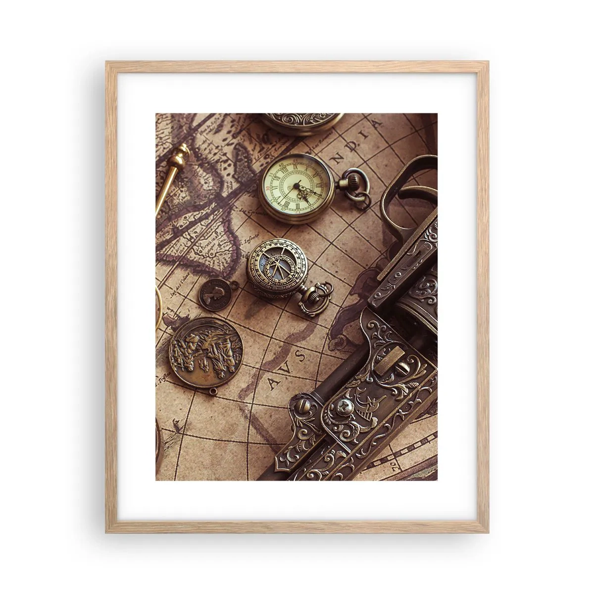 Poster in einem Rahmen aus heller Eiche - Das Abenteuer ruft - 40x50 cm