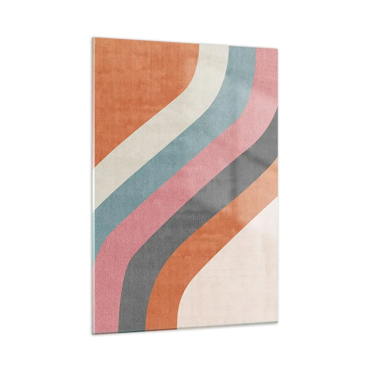 Glasbild - Bild auf glas - Bunte diagonale Streifen auf hellem Hintergrund - 50x70cm - Diagonale Komposition – Bewegung - Moderne Wanddekoration für Wohnzimmer und Schlafzimmer ARTTOR