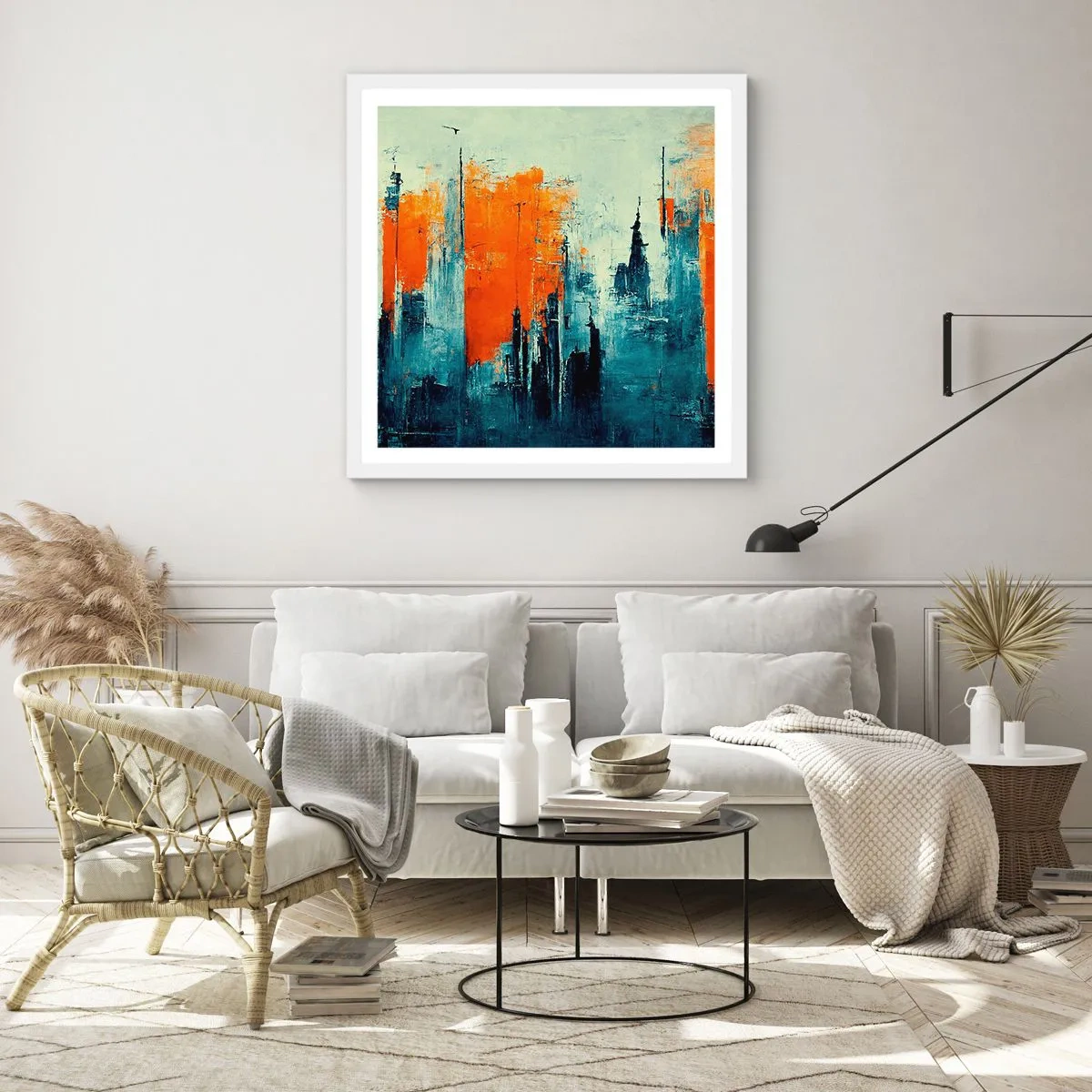 Poster in einem weißen Rahmen - Moderne Landschaft - 30x30 cm