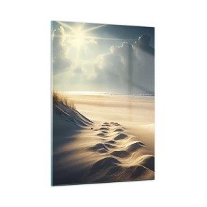 Glasbild - Bild auf glas - Goldene Dünen, beleuchtet von den Sonnenstrahlen - 50x70cm - Beruhigende Landschaft - Moderne Wanddekoration für Wohnzimmer und Schlafzimmer ARTTOR
