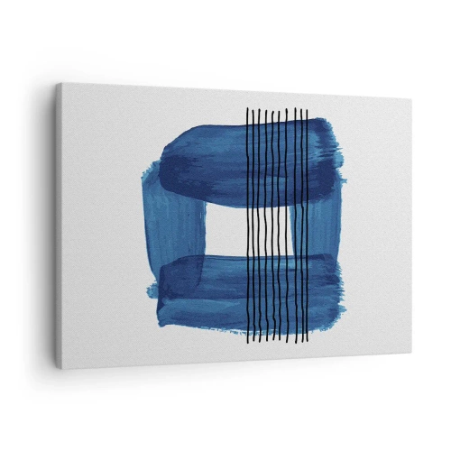 Bild auf Leinwand - Leinwandbild - Abstraktes Muster in Blautönen mit schwarzen Linien - 70x50cm - Blaue und schwarze Komposition - Moderne Wanddekoration für Wohnzimmer und Schlafzimmer ARTTOR