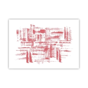 Poster - Abstrakte rosa Texturen auf weißem Hintergrund - 100x70cm - Die rote Stadt - Moderne Wanddekoration für Wohnzimmer und Schlafzimmer ARTTOR
