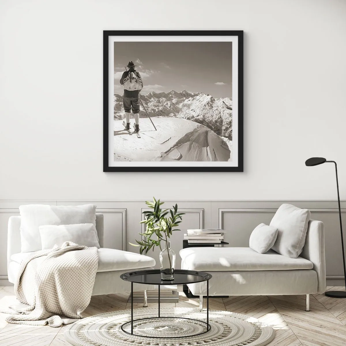Poster in einem schwarzem Rahmen - Und die Berge bleiben unverändert - 40x40 cm
