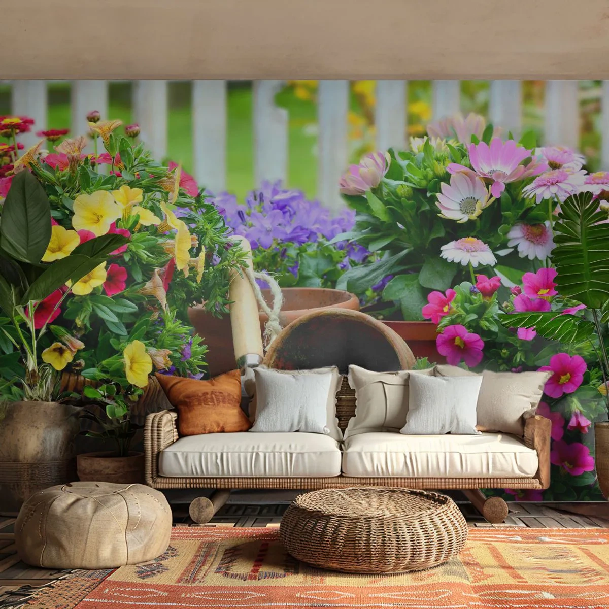 Fototapete Premium Canvas - Zosias Garten - Blumen, Garten, Blumenstrauß - 500x350 cm