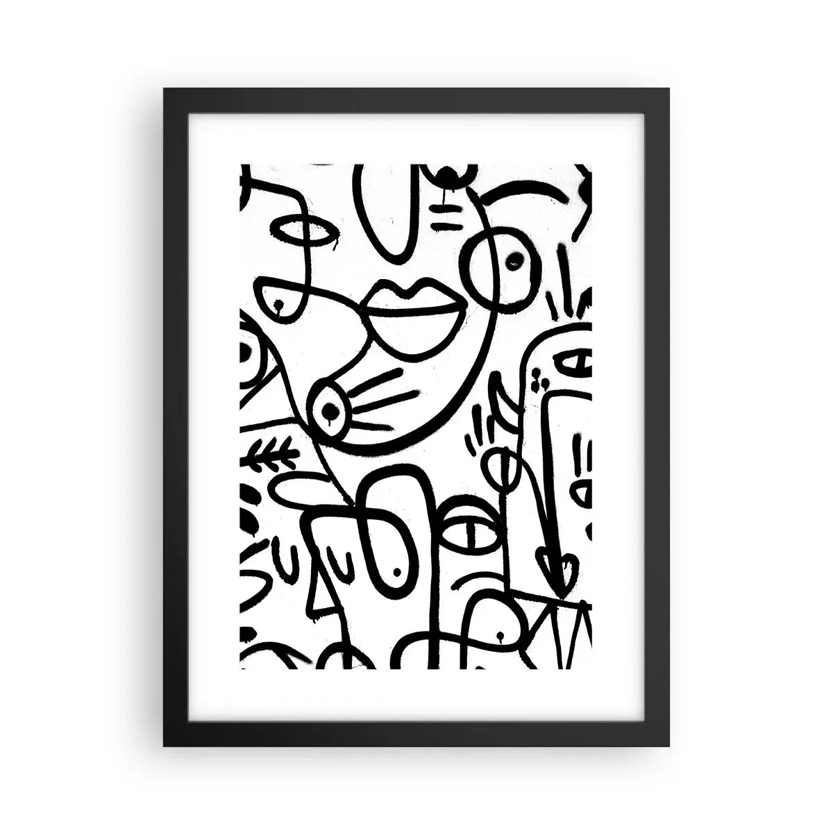 Poster in einem schwarzem Rahmen - Gesichter und Luftspiegelungen - 30x40 cm