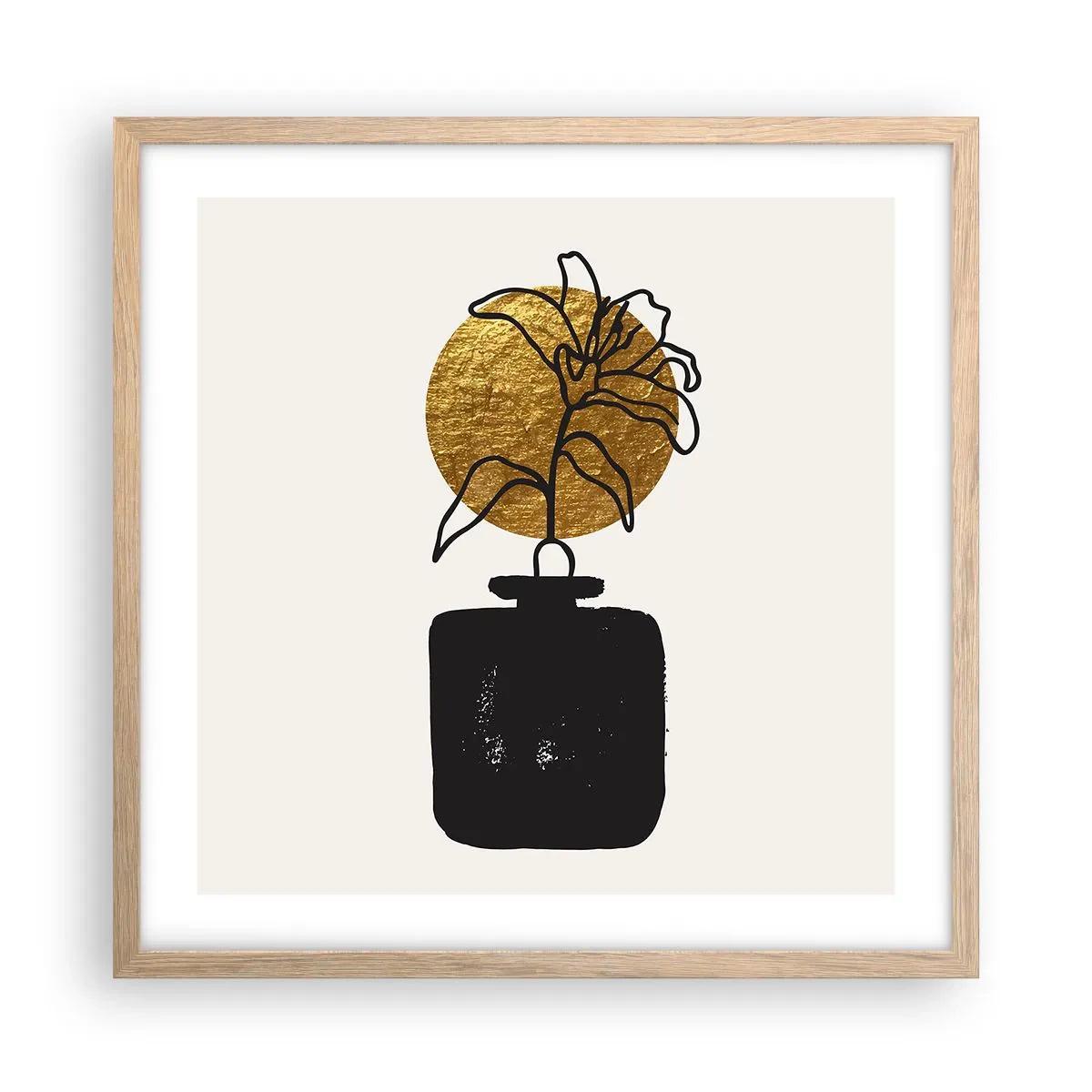 Poster in einem Rahmen aus heller Eiche - Schönheit ist Gold wert - 50x50 cm