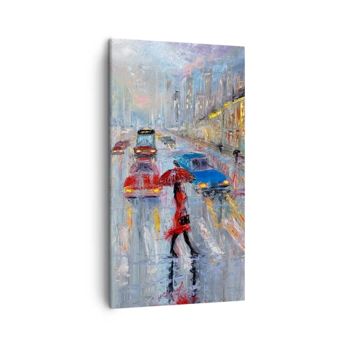 Bild auf Leinwand - Leinwandbild - Regnerischer Nachmittag in der Stadt - 45x80 cm