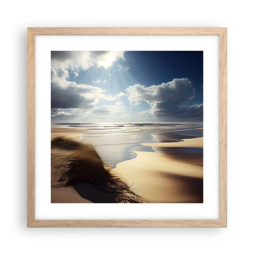 Poster in einem Rahmen aus heller Eiche - Strand, wilder Strand - 40x40 cm