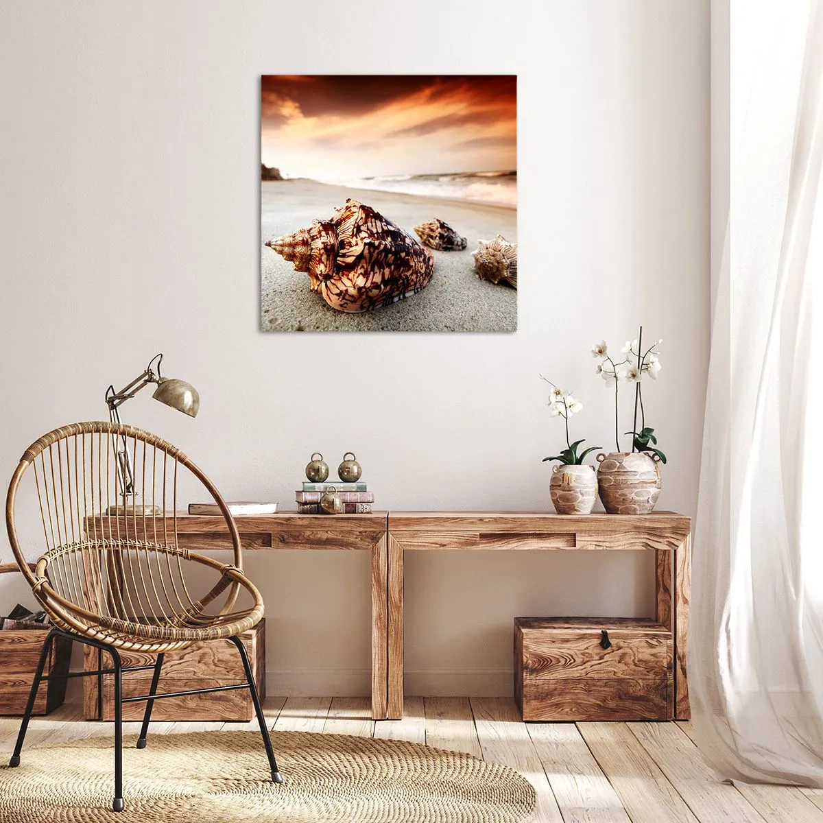 Bild auf Leinwand - Leinwandbild - Ausgestoßene von Wellen - 40x40 cm
