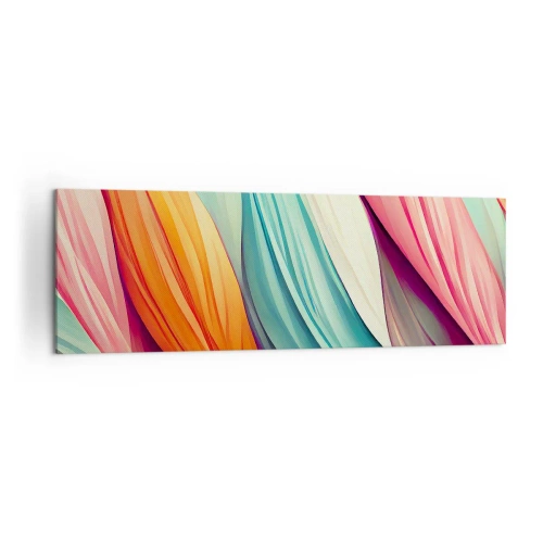 Bild auf Leinwand - Leinwandbild - Abstrakte Linien in Pastell- und leuchtenden Farben - 160x50cm - Regenbogengewebe - Moderne Wanddekoration für Wohnzimmer und Schlafzimmer ARTTOR