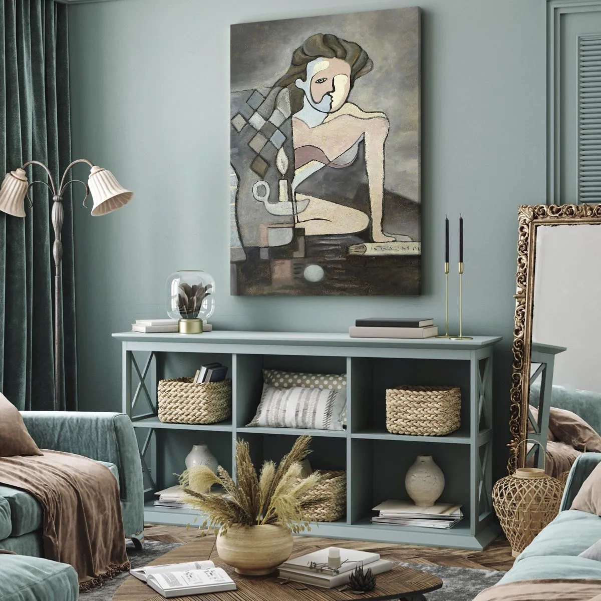 Bild auf Leinwand - Leinwandbild - Mosaik aus Geist und Materie - 55x100 cm