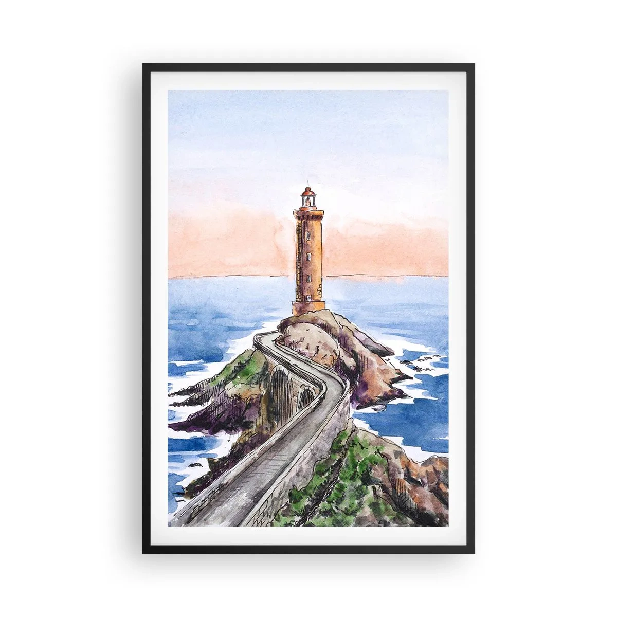 Poster in einem schwarzem Rahmen - Dem Meer zugewandt - 61x91 cm