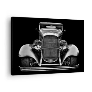 Bild auf Leinwand - Leinwandbild - Ein Oldtimer in Schwarz und Weiß - 70x50cm - Wahrer Gentleman - Moderne Wanddekoration für Wohnzimmer und Schlafzimmer ARTTOR