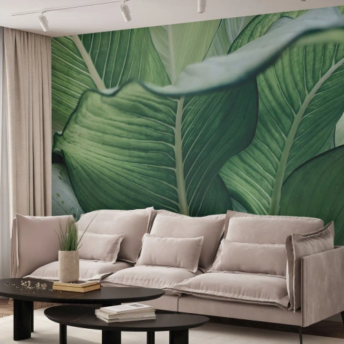 Fototapete Standard Eco - Intensiv grünes Leben - Blätter, Exotisch, Botanisch - 300x210 cm
