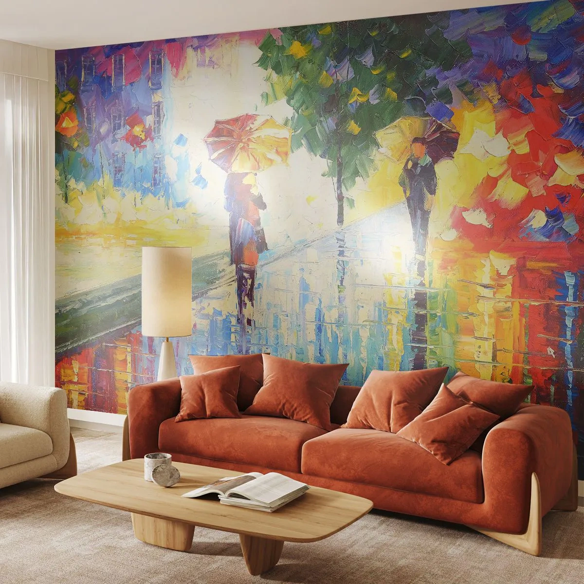 Fototapete Premium Sand - Und alles klar - Parkstraße, Landschaft, Bäume - 100x70 cm