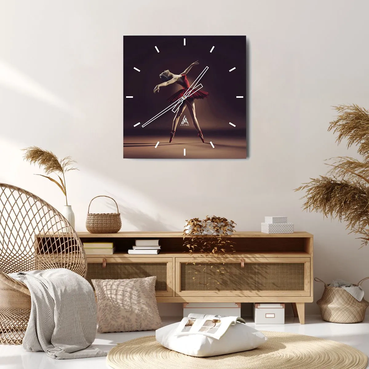 Wanduhr - Glasuhr - Eine Primaballerina - 40x40 cm
