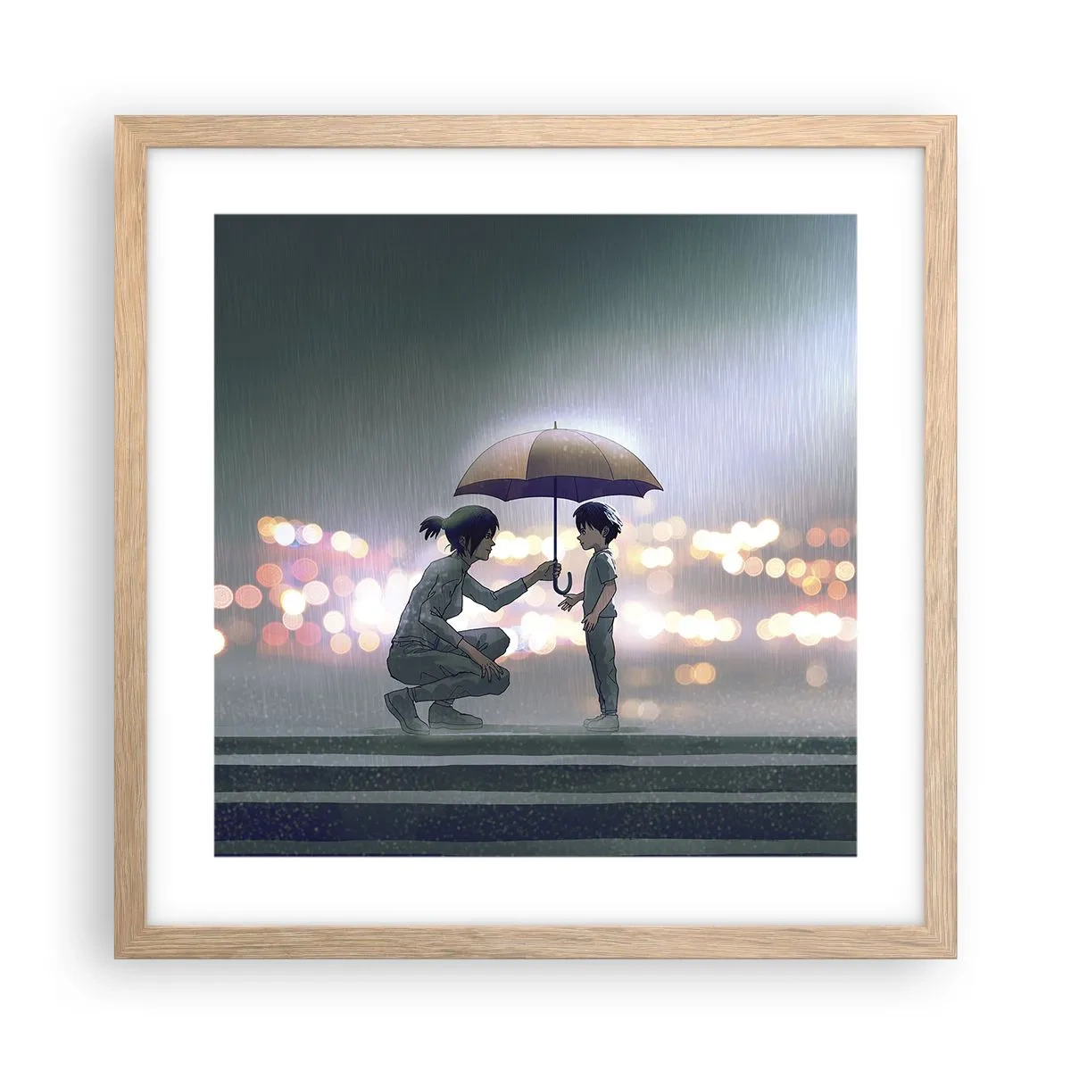 Poster in einem Rahmen aus heller Eiche - Und jetzt ist alles in Ordnung - 40x40 cm